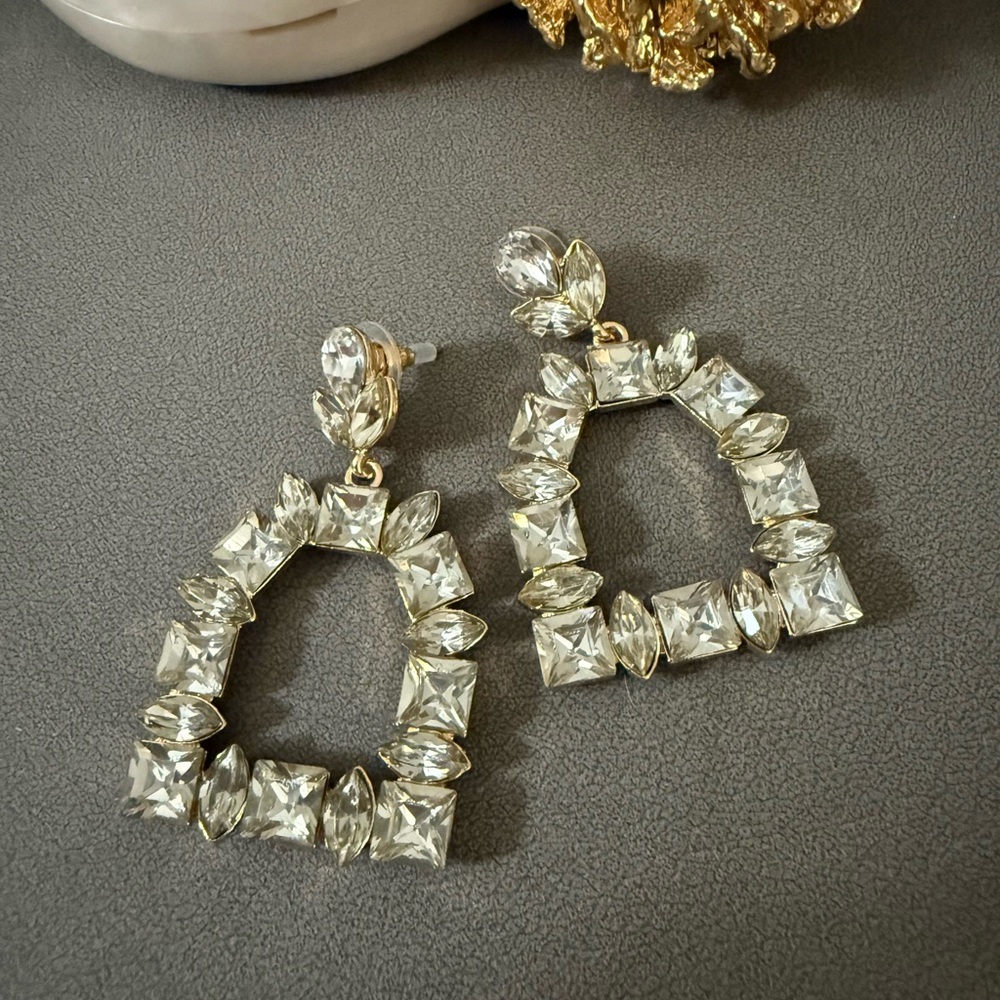 Gold-Tone Clear Crystal Drop Earrings for Women